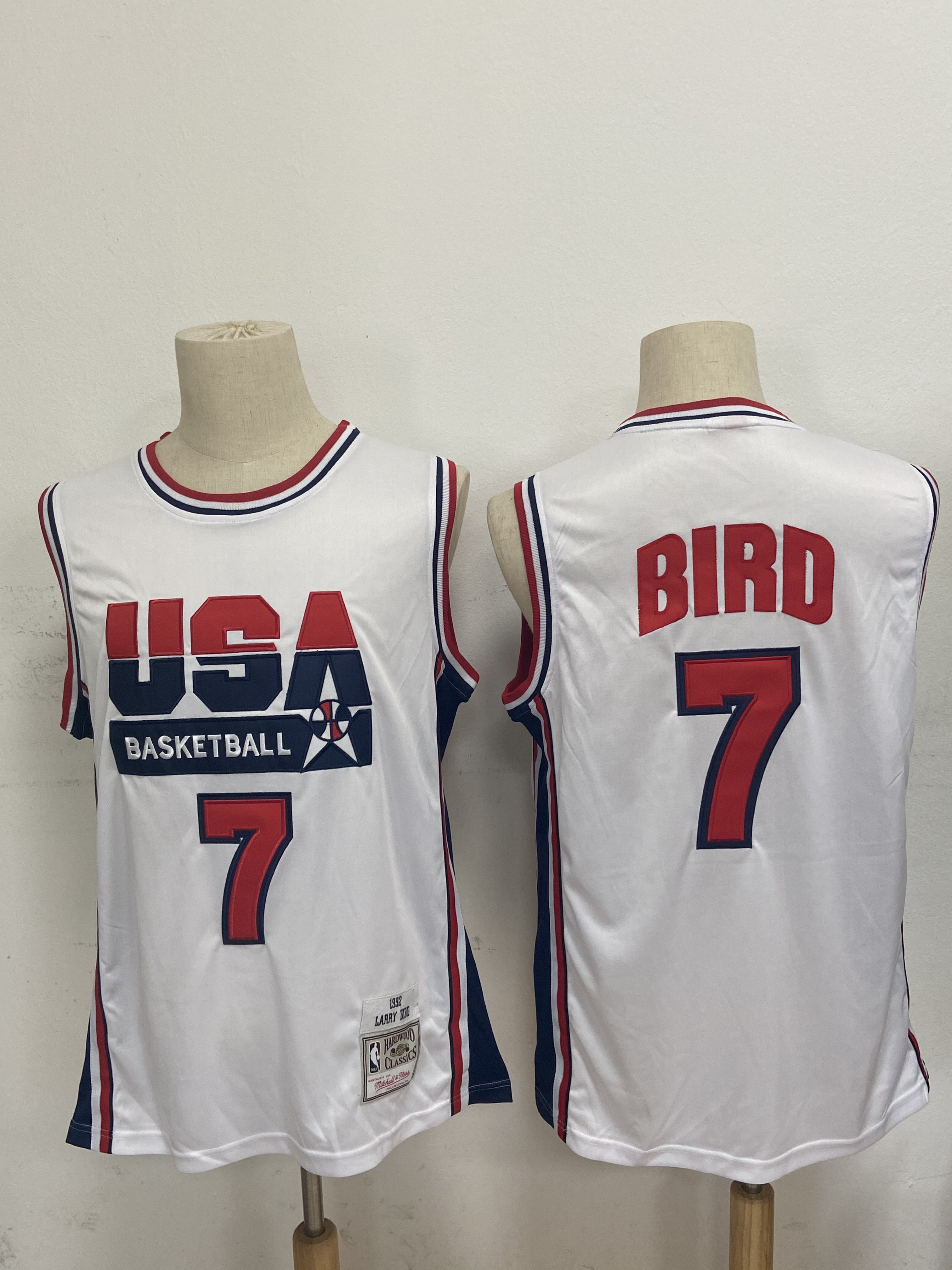 Men USA Basketball #7 Bird White Stitched Throwback NBA Jersey->detroit pistons->NBA Jersey